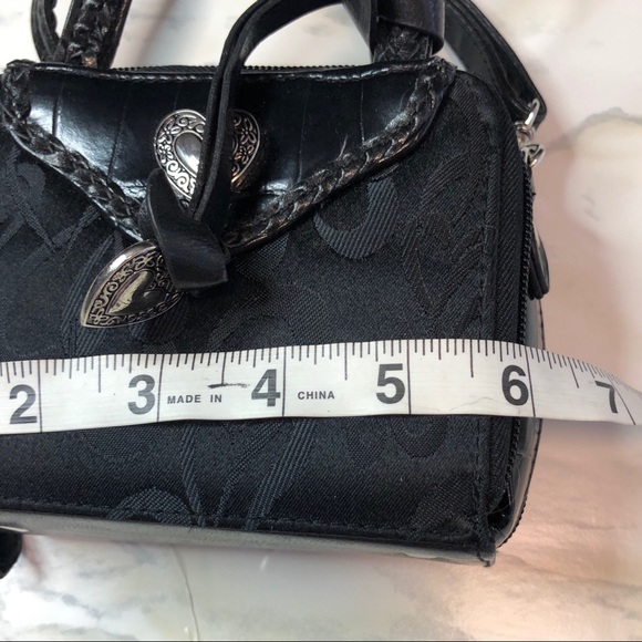 Vintage tiny purse/wallet Black with silver hearts - Picture 4 of 8